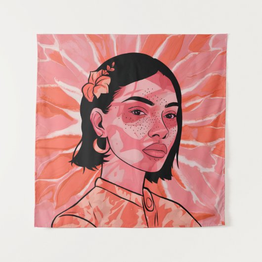 ボホモダンミニマフェミニンリスト芸術 タペストリー (正面)