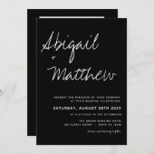ボホモダンミニマリスト白黒結婚ズ 招待状 (正面/裏面)