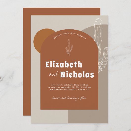 ボホモダンミニマル砂漠 |テラコッタ 招待状 (正面/裏面)