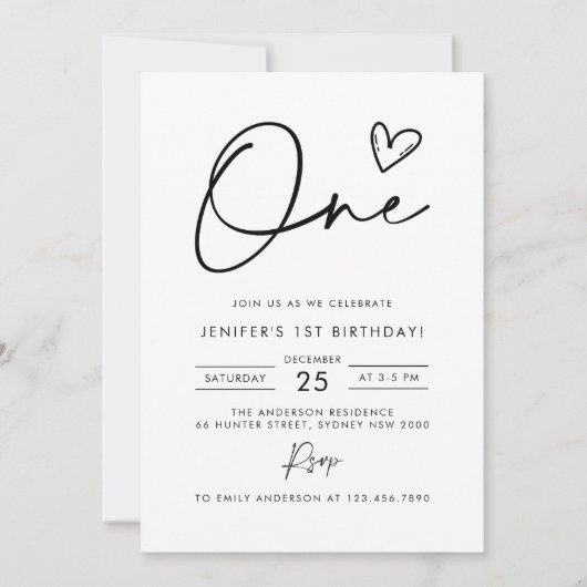 ボホモダンミニマル1歳の誕生日の写真 招待状 (正面)