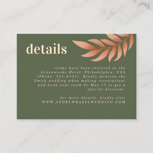 ボホモダンモスグリーンアンドリーフ結婚詳細 エンクロージャーカード (正面)