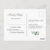 ボホモダンユーカリリースフレームウェディングRSVP ポストカード (裏面)