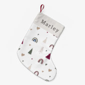ボホモダンレインボーアンドハートプリント スモールクリスマスストッキング (正面 (吊り時))