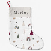 ボホモダンレインボーアンドハートプリント スモールクリスマスストッキング (正面)