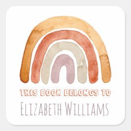 ボホモダンレインボーパーソナライズされたネームスクール スクエアシール