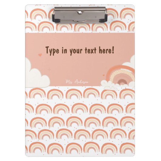 ボホモダンレインボーパーソナライズされたバインダーカスタム クリップボード (正面)