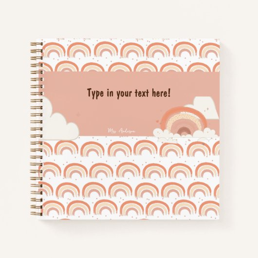 ボホモダンレインボーパーソナライズされたバインダーカスタム ノートブック (正面)