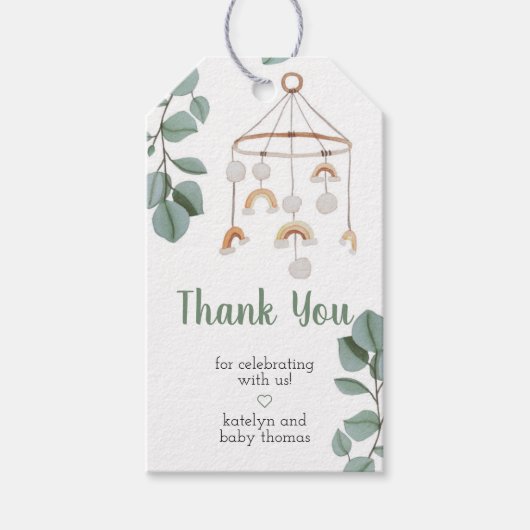 ボホモダンレインボーベビーシャワー ギフトタグ (正面)