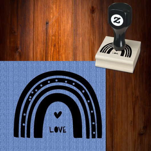 ボホモダンレインボー小さなハートアクセント ラバースタンプ