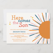 ボホモダンレトロここ来の息子の赤ちゃんシャワー 招待状 (正面)