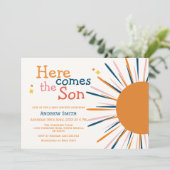 ボホモダンレトロここ来の息子の赤ちゃんシャワー 招待状 (スタンド正面)