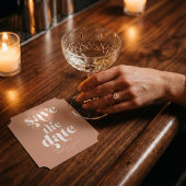 ボホモダンレトロタイポグラフィ結婚式の日付を保存 ペーパーコースター