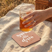 ボホモダンレトロタイポグラフィ結婚式の日付を保存 ペーパーコースター