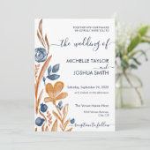 ボホモダンワイルドフラワーテラコッタネイビーブルー 招待状 (スタンド正面)