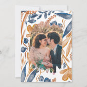 ボホモダンワイルドフラワーテラコッタネイビーブルー 招待状 (裏面)