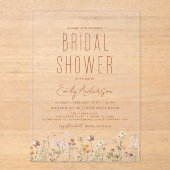 ボホモダンワイルドフラワーブライダルシャワーエレガント アクリル招待状 (正面)