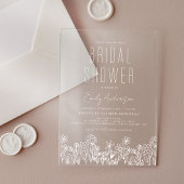 ボホモダンワイルドフラワーブライダルシャワーエレガント アクリル招待状