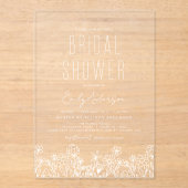 ボホモダンワイルドフラワーブライダルシャワーエレガント アクリル招待状 (正面)