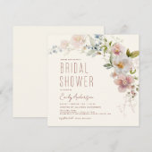 ボホモダンワイルドフラワーブライダルシャワーエレガント 招待状 (正面/裏面)