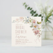 ボホモダンワイルドフラワーブライダルシャワーエレガント 招待状 (スタンド正面)