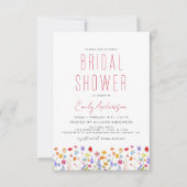 ボホモダンワイルドフラワーブライダルシャワーエレガント 招待状 (正面)