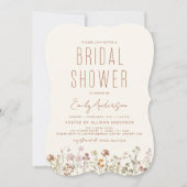 ボホモダンワイルドフラワーブライダルシャワーエレガント 招待状 (正面)