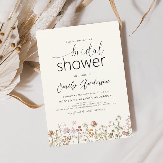 ボホモダンワイルドフラワーブライダルシャワー招待 チラシ