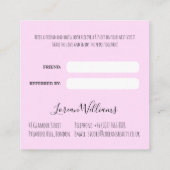 ボホモダンワイルドフラワーブライダル美容師フローラ 予約カード (裏面)