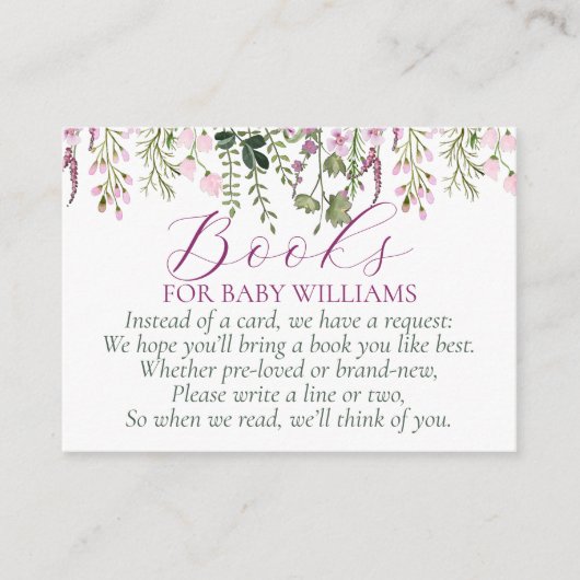 ボホモダンワイルドフラワーベビシャワーブックベビー エンクロージャーカード (正面)