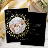 ボホモダンワイルドフラワーメリークリスマスフォト金ゴールド 箔シーズンカード