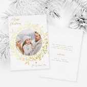 ボホモダンワイルドフラワーメリークリスマスフォト金ゴールド 箔シーズンカード