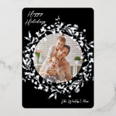 ボホモダンワイルドフラワーリースフォトシルバー 箔シーズンカード (正面)