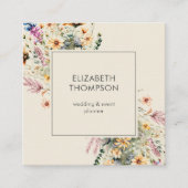 ボホモダンワイルドフラワー水彩フローラ スクエア名刺 (正面)