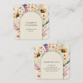 ボホモダンワイルドフラワー水彩フローラ スクエア名刺 (正面/裏面)