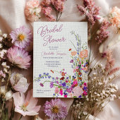 ボホモダンワイルドフラワー水彩ブライダルシャワー 招待状