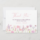 ボホモダンワイルドフラワー牧草地ベビーシャワー サンキューカード (正面)