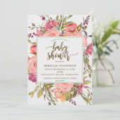 ボホモダンワイルドフラワー赤ちゃんシャワー招待 招待状 (スタンド正面)