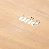 ボホモダンワイルドフラワー1st誕生日 アクリル招待状 (レイダウン)