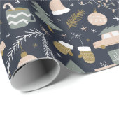 ボホモダンヴィンテージ車とクリスマスツリーパターン ラッピングペーパー (ロールコーナー)