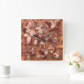 ボホモダンー焦げオレンジ蝶の刺繍 スクエア壁時計 (ホーム)