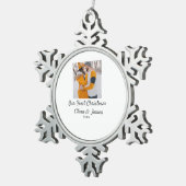 ボホモダンー私たちの初めてのクリスマスフォトカップル名 スノーフレークピューターオーナメント (右)