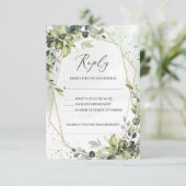ボホモダンー緑の葉の金ゴールド幾何結婚の 出欠カード (スタンド正面)