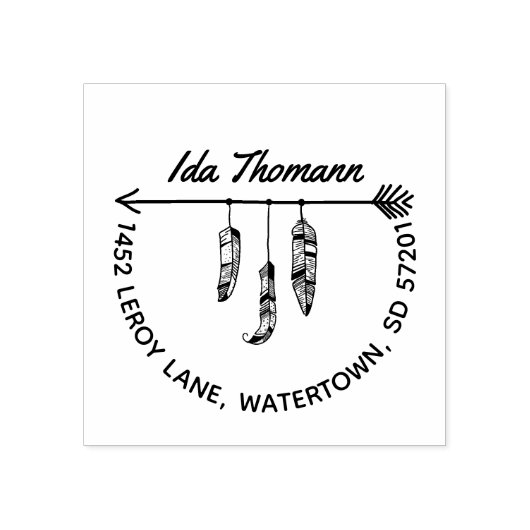 ボホモダンー |矢印の羽の差出人住所 ラバースタンプ (インプリント)