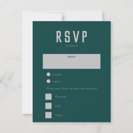 ボホモダン幾何学的アーチグリーングレイ結婚ズ 出欠カード (正面)