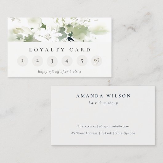 ボホモダン抽象芸術グリーンフローラ6パンチロイヤリティ 名刺 (正面/裏面)