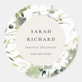 ボホモダン抽象芸術グリーンホワイトフローラ事業 ラウンドシール