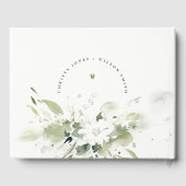 ボホモダン抽象芸術グリーンホワイトフローラ結婚ズ ゲストブック (裏面)