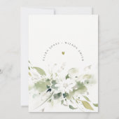 ボホモダン抽象芸術グリーンホワイトフローラ結婚ズ サンキューカード (裏面)