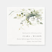 ボホモダン抽象芸術グリーンホワイトフローラ結婚ズ スタンダードカクテルナプキン (正面)