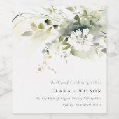 ボホモダン抽象芸術グリーンホワイトフローラ結婚ズ ワインラベル (シングルラベル)